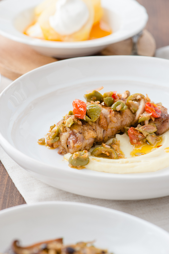 Roast Chicken with Tomato & Olive Tapenade - A simple, yet impressive dinner entree.