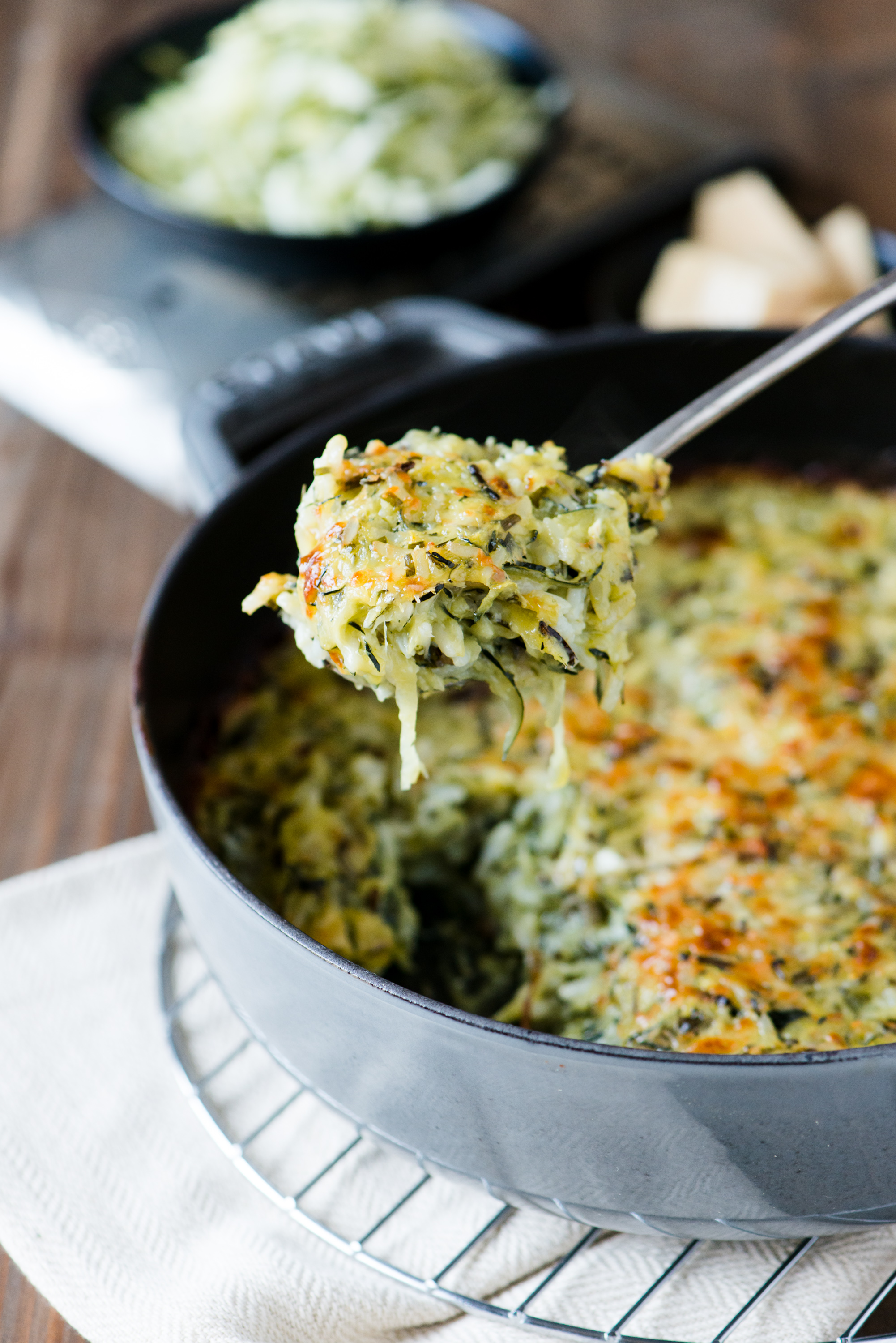Zucchini & Wild Rice Gratin - So rich & creamy, you'd never guess there was no butter or cream in it!