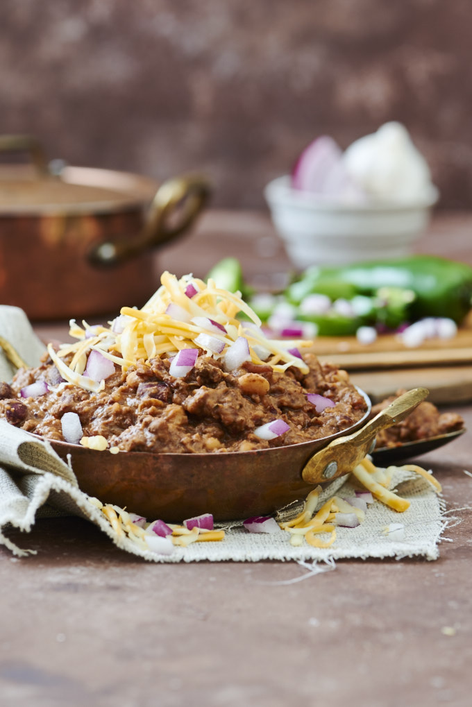 Ancho, Beef, & Bean Chili - A hearty chili packed with smokey ancho chili flavour!